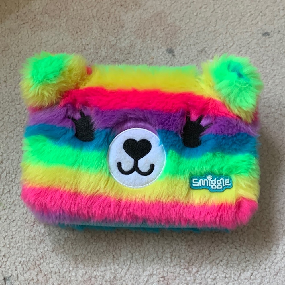 Smiggle Rainbow Fuzzy Pencil Case